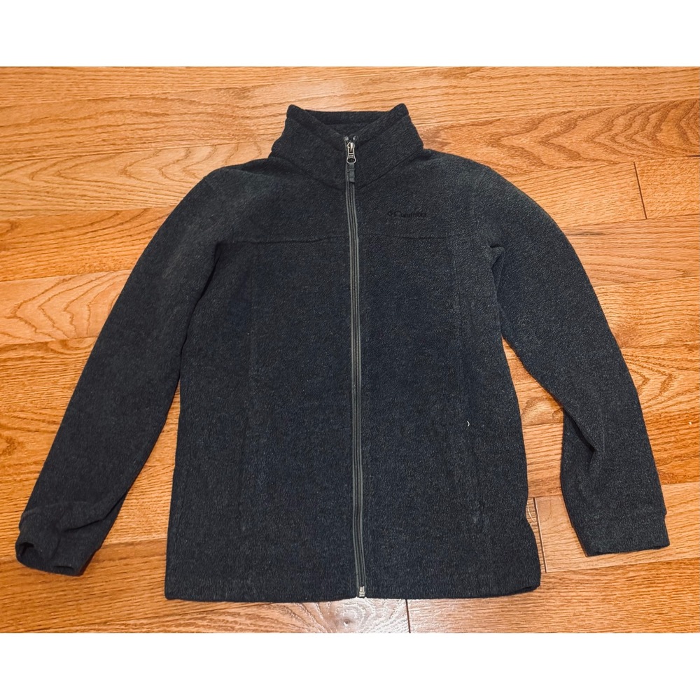 Columbia Kids Gray Fleece Full Zip Jacket Size Medium 10/12 Charcoal Heather